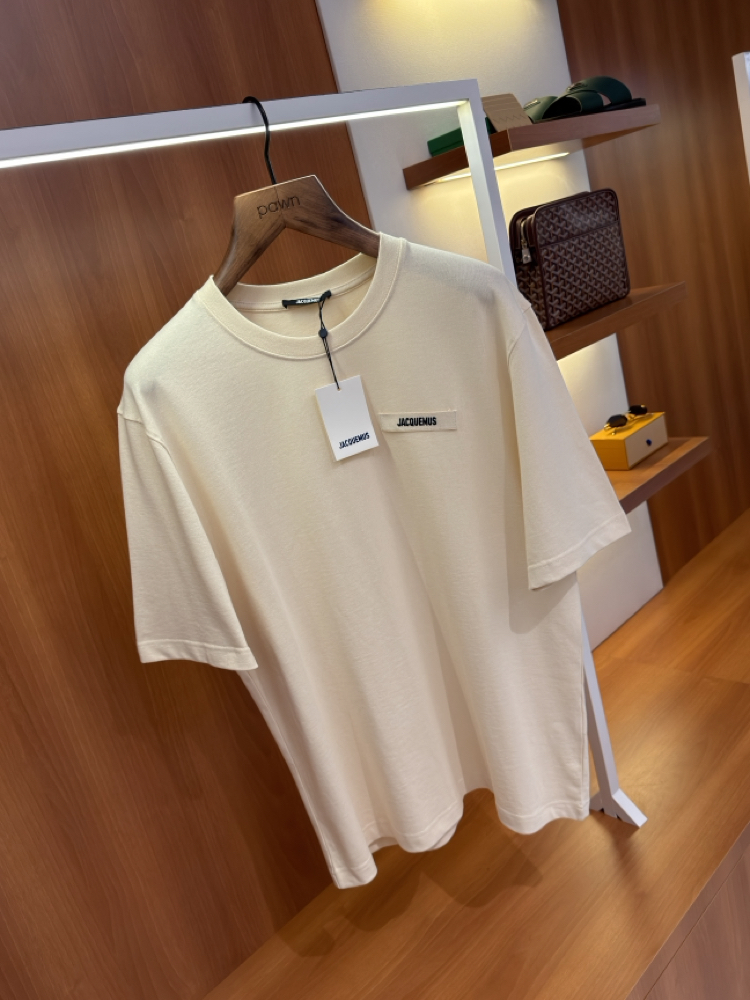 Jacquemus Krem Klasik Logo İşlemeli T-shirt