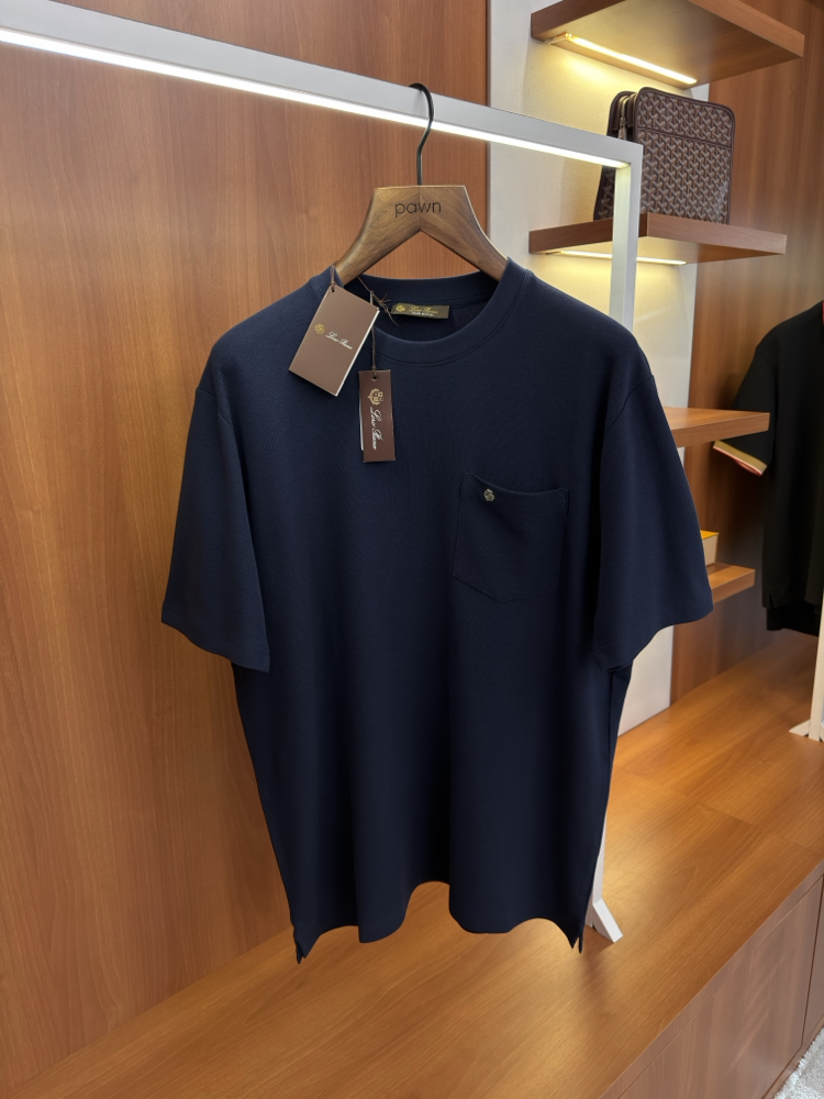 Loro Piana Koyu Lacivert Logo İşlemeli T-shirt