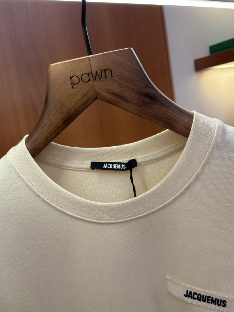 Jacquemus Krem Klasik Logo İşlemeli T-shirt