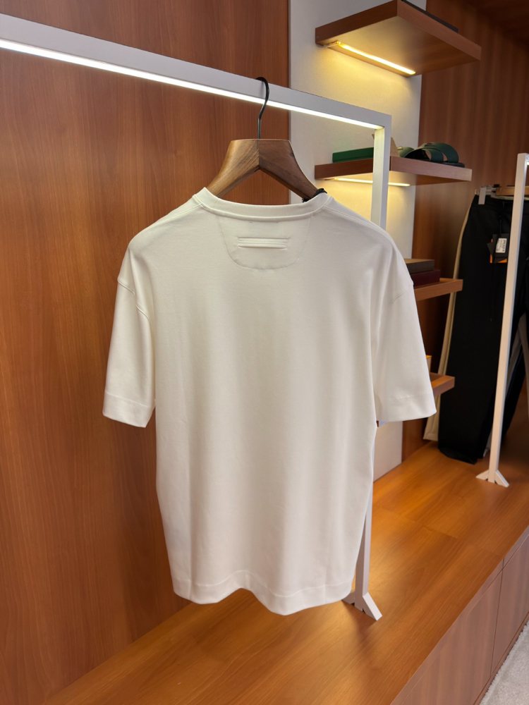 Zegna Beyaz Logo İşlemeli T-shirt