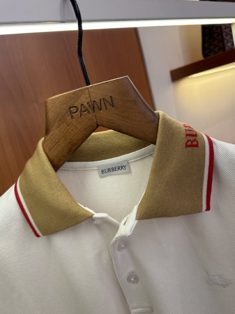 Burberry Beyaz Polo Yaka T-shirt