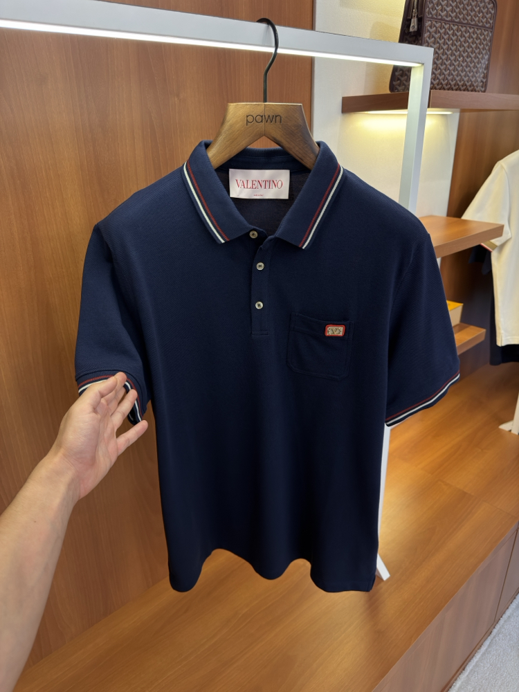 Valentino Lacivert Logo İşlemeli Polo Yaka T-shirt
