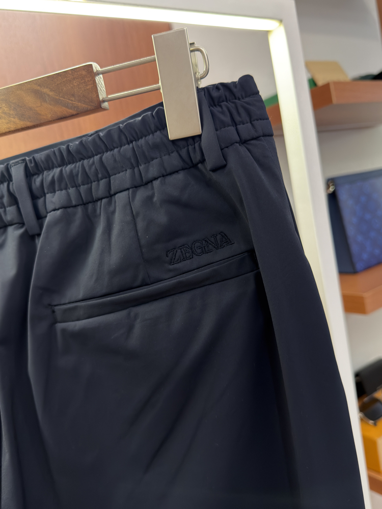 Zegna Kırışmaz Kumaş Koyu Lacivert Pantolon