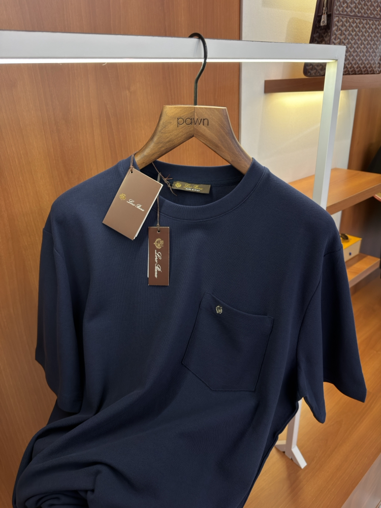 Loro Piana Koyu Lacivert Logo İşlemeli T-shirt