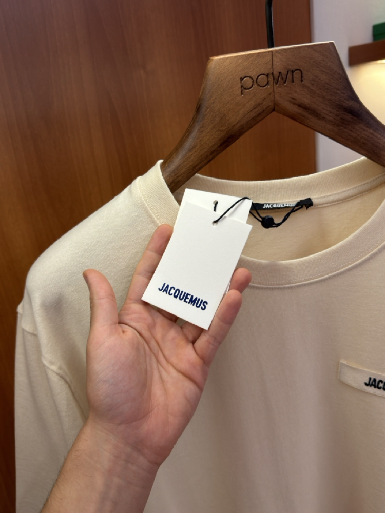 Jacquemus Krem Klasik Logo İşlemeli T-shirt