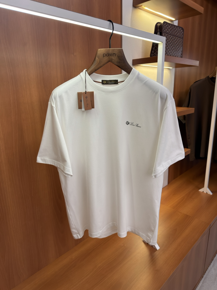 Loro Piana Merserize Kumaş Beyaz T-shirt