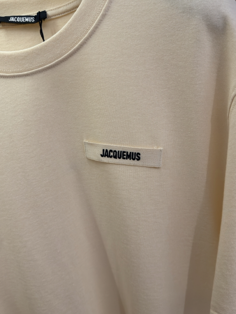 Jacquemus Krem Klasik Logo İşlemeli T-shirt