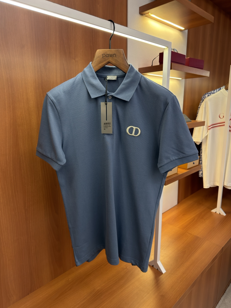 Dior Füme CD Logo İşlemeli Polo Yaka T-shirt