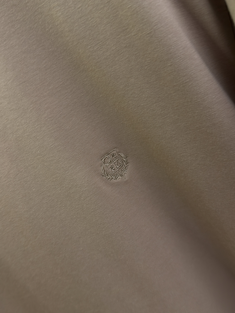Loro Piana Merserize Kumaş Süt Kahverengi Logo Nakışlı T-shirt