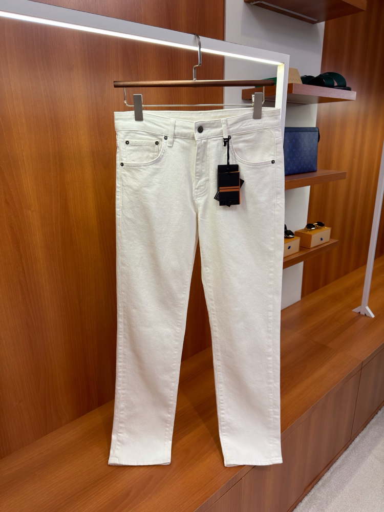 Zegna Beyaz Regular Fit Kot Pantolon