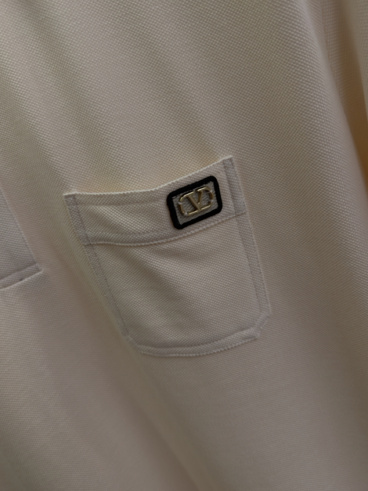 Valentino Krem Logo İşlemeli Polo Yaka T-shirt