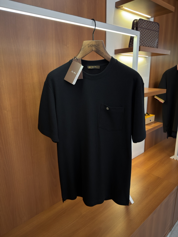 Loro Piana Siyah Logo İşlemeli T-shirt