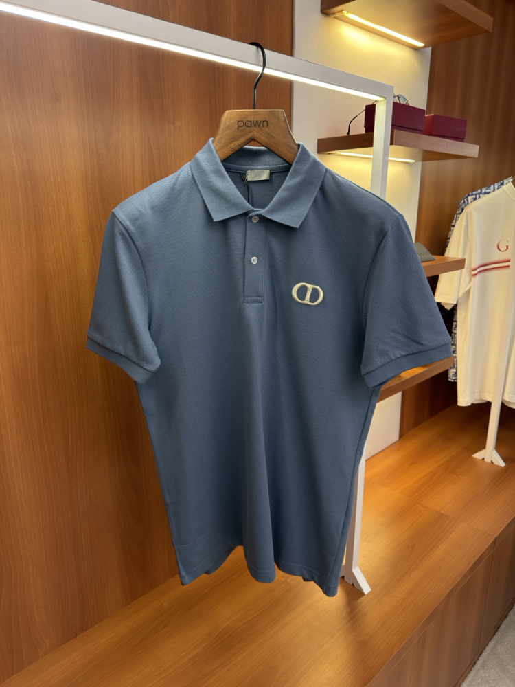 Dior Füme CD Logo İşlemeli Polo Yaka T-shirt