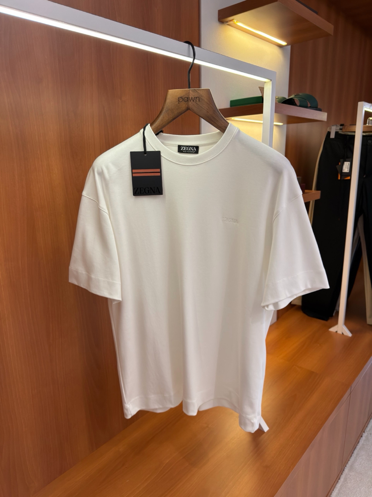 Zegna Beyaz Logo İşlemeli T-shirt