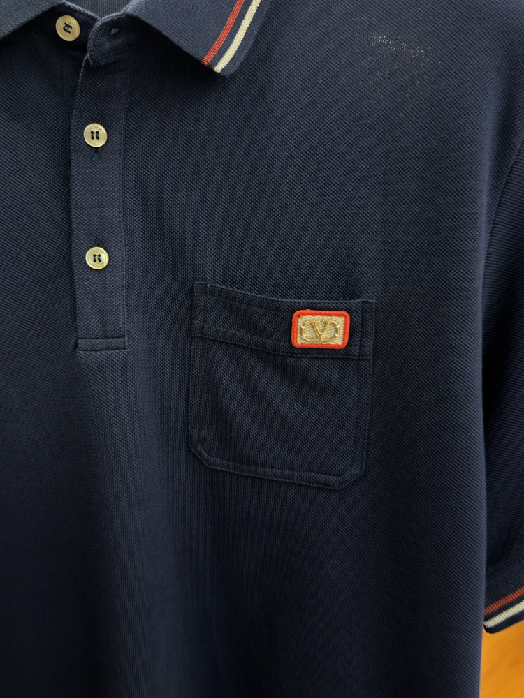 Valentino Lacivert Logo İşlemeli Polo Yaka T-shirt