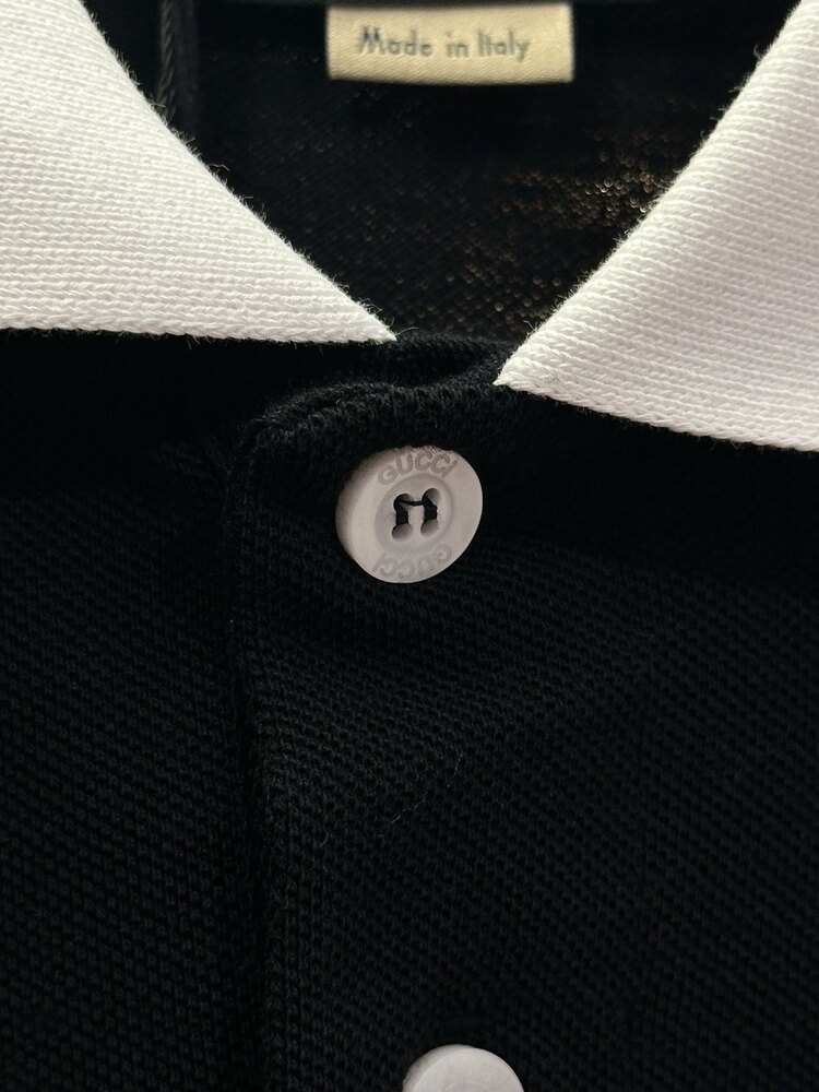 Gucci Siyah Logo İşlemeli Polo Yaka T-shirt