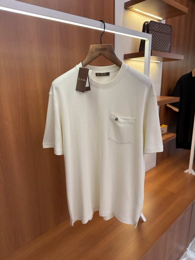 Loro Piana Krem Logo İşlemeli T-shirt