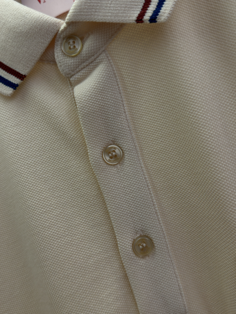 Valentino Krem Logo İşlemeli Polo Yaka T-shirt