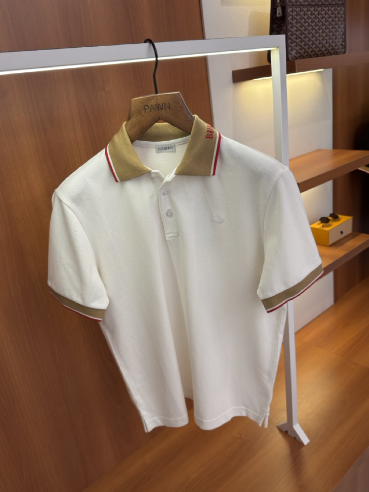 Burberry Beyaz Polo Yaka T-shirt