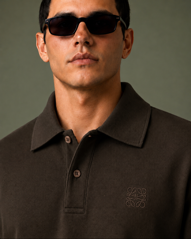 Loewe Kahverengi Logo Nakışlı Polo Yaka T/shirt