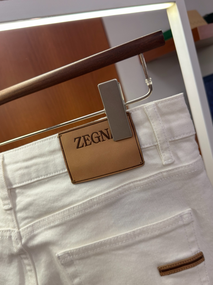 Zegna Beyaz Regular Fit Kot Pantolon