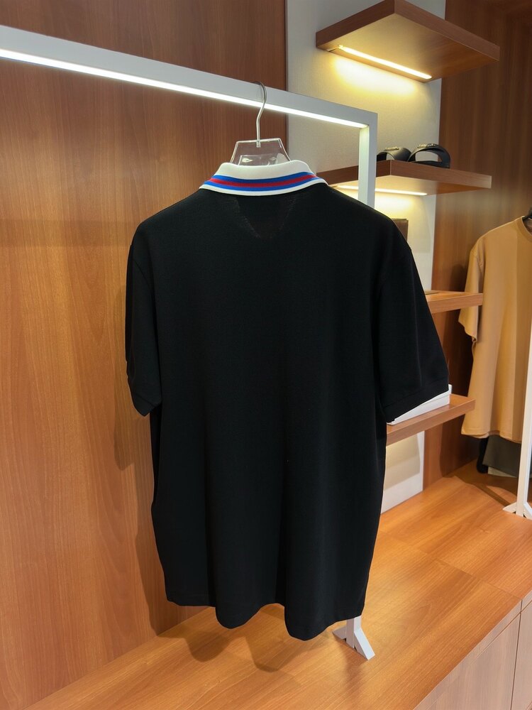 Gucci Siyah Logo İşlemeli Polo Yaka T-shirt