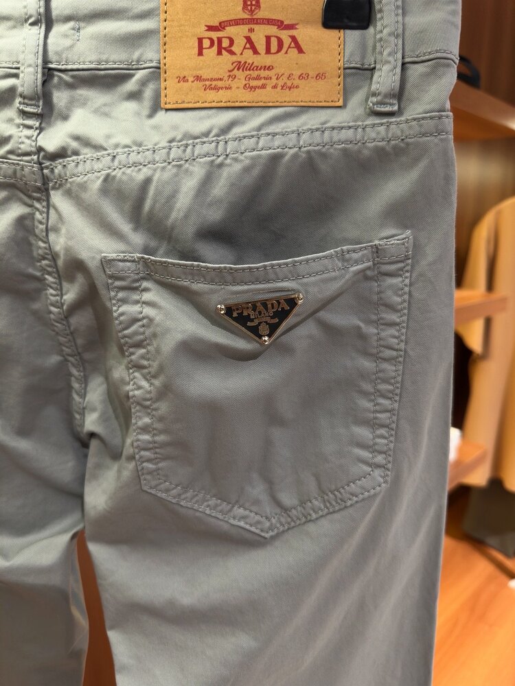 Prada Taş Rengi Gabardin Kumaş Pantolon