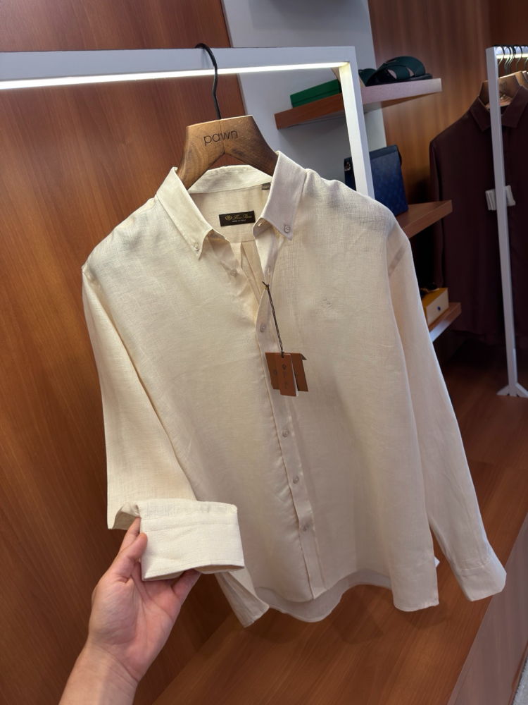 Loro Piana Krem Fransız Keteni Gömlek