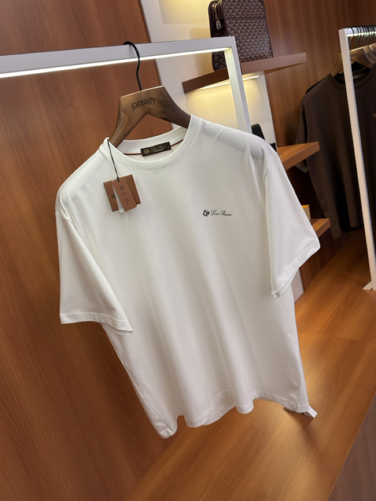 Loro Piana Merserize Kumaş Beyaz T-shirt