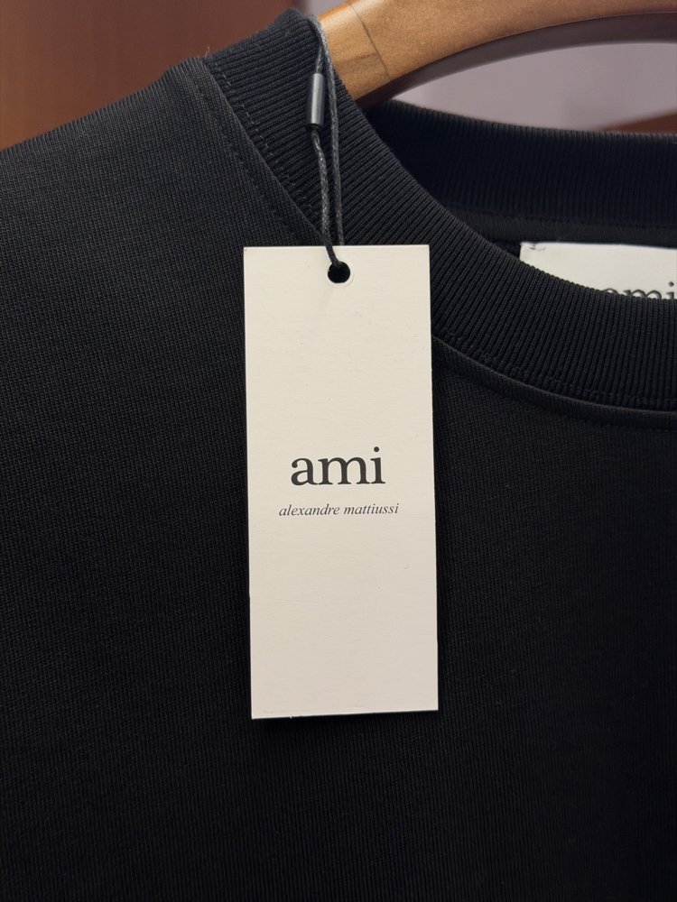 Ami Paris Siyah Mini Logo İşlemeli T-shirt