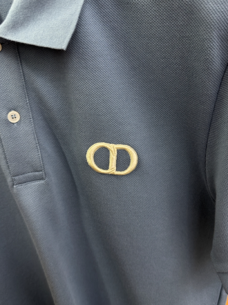 Dior Füme CD Logo İşlemeli Polo Yaka T-shirt