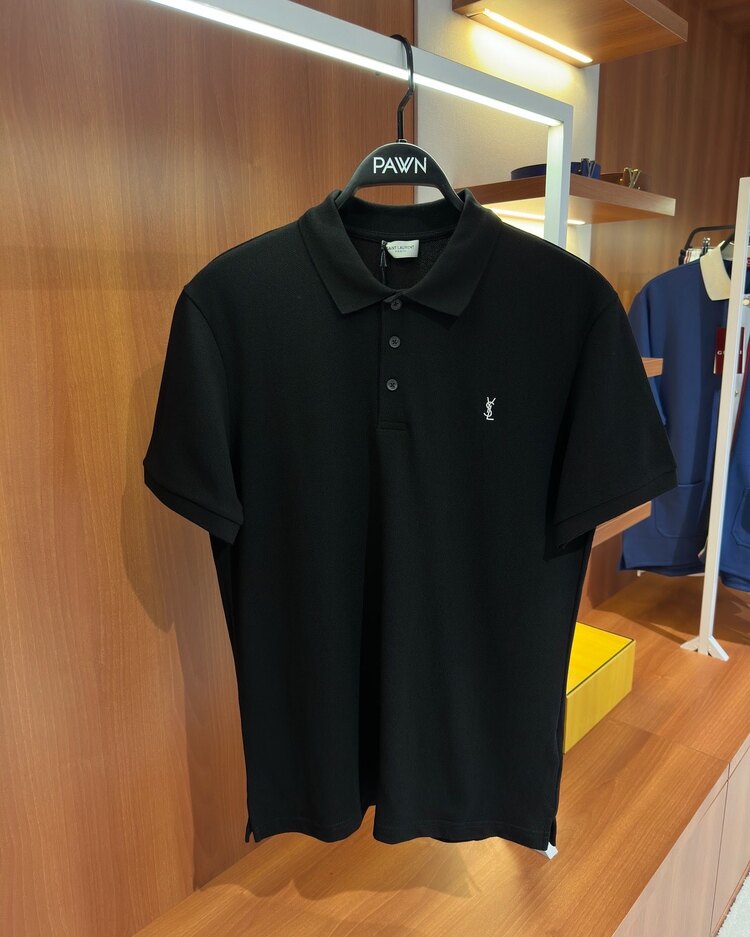 Saint Laurent Logo İşlemeli Polo T-shirt