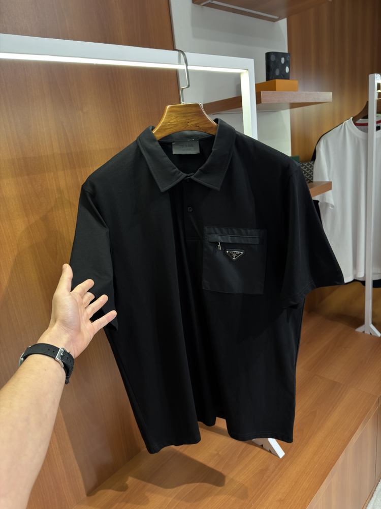 Prada Re Nylon Pocket Polo Yaka T-shirt