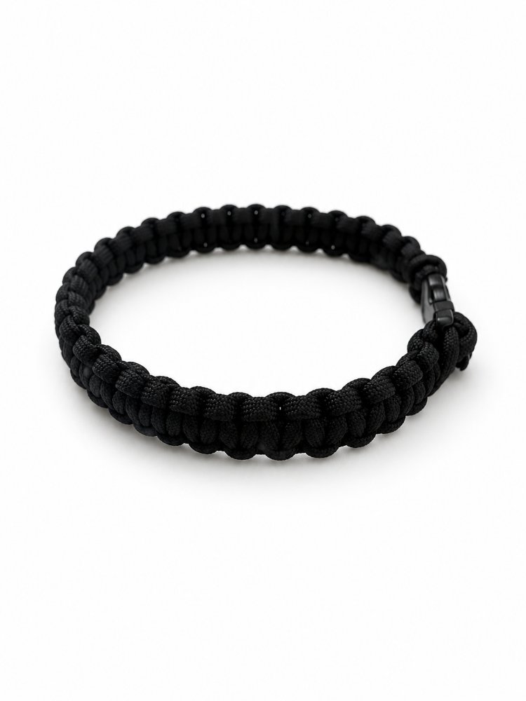 El Yapımı Siyah Paracord Köpek Tasması