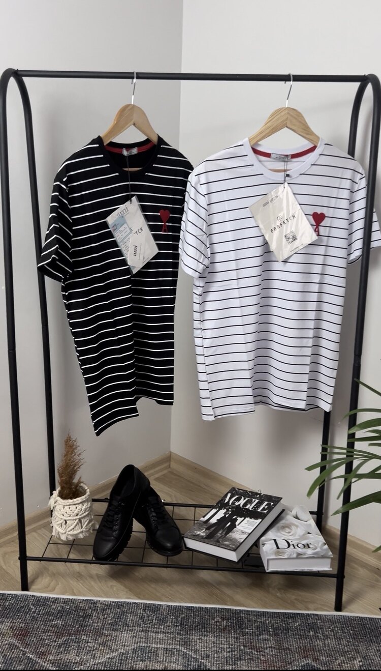 Ami Beyaz Çizgili Tshirt