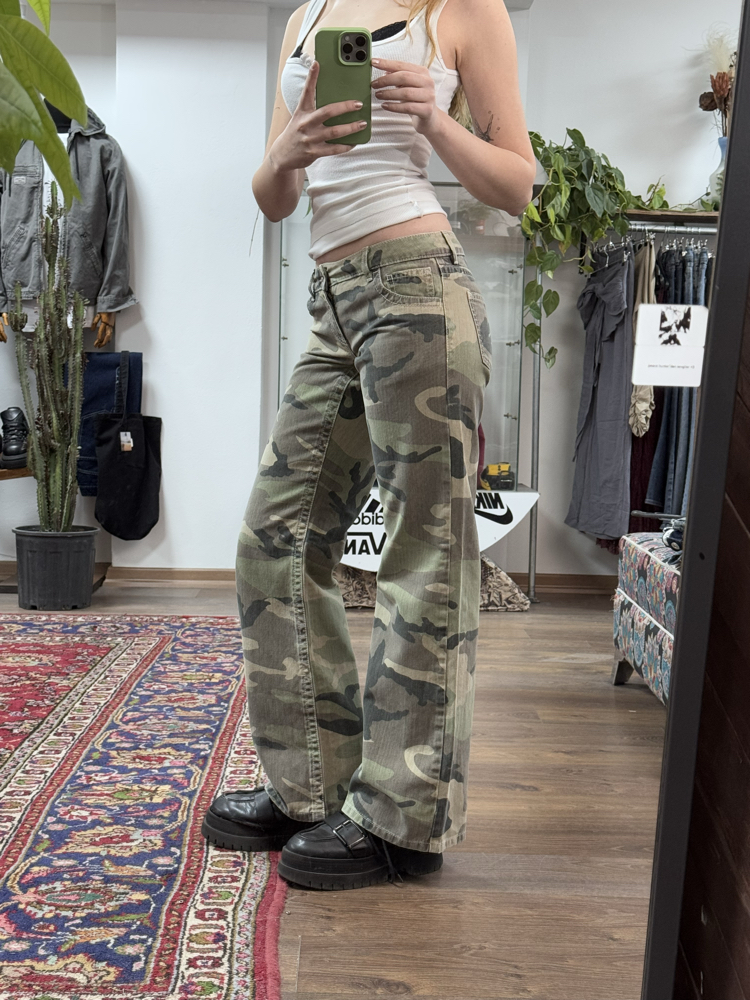 DÜŞÜK BEL Y2K KAMUFLAJ JEAN