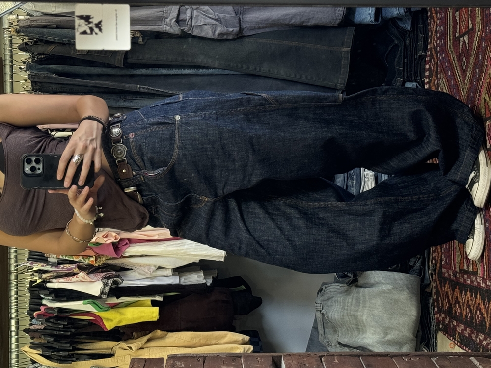 KABARTMA LOGOLU İNDİGO SKATE JEAN