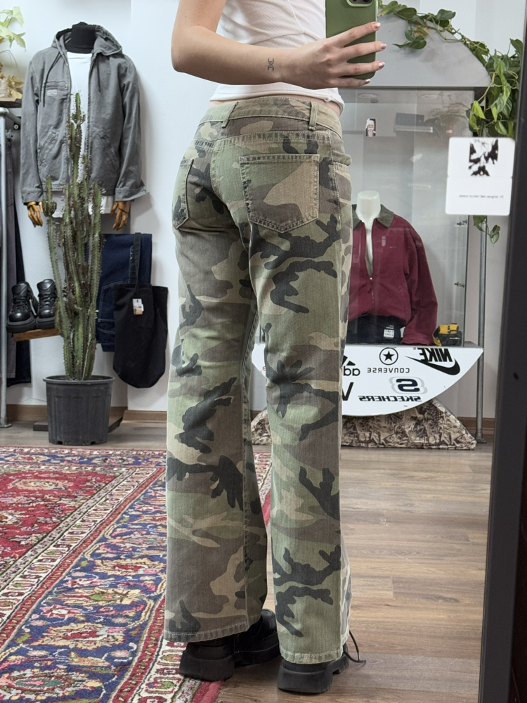 DÜŞÜK BEL Y2K KAMUFLAJ JEAN