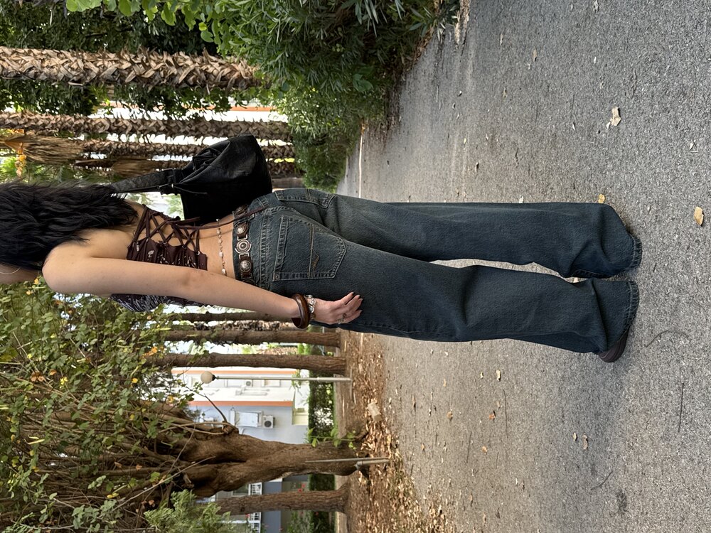 KİRLİ YEŞİL DÜŞÜK BEL KAYLA JEAN