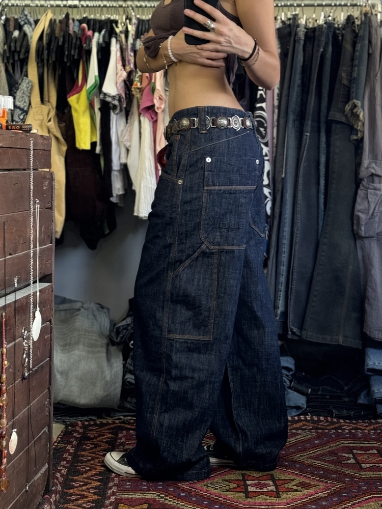 KABARTMA LOGOLU İNDİGO SKATE JEAN