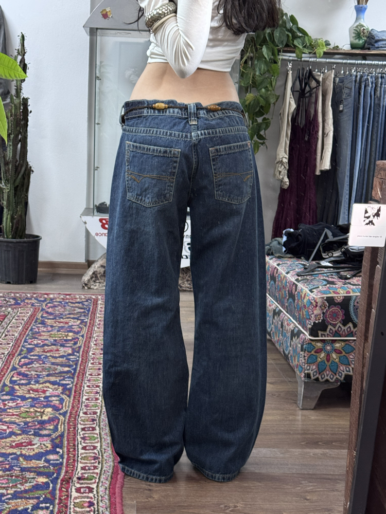 LACİVERT DÜŞÜK BEL KAYLA JEAN