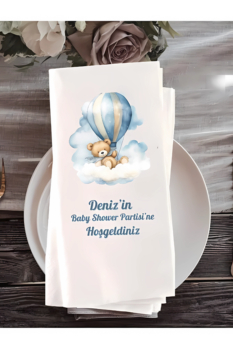 Baby Shower Bebek Peçetesi İsme Özel Baskılı 15'li 33x33