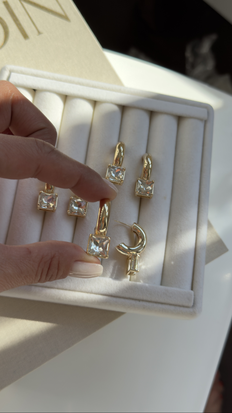 Özel Seri 14k Baget Taşlı Halka küpe