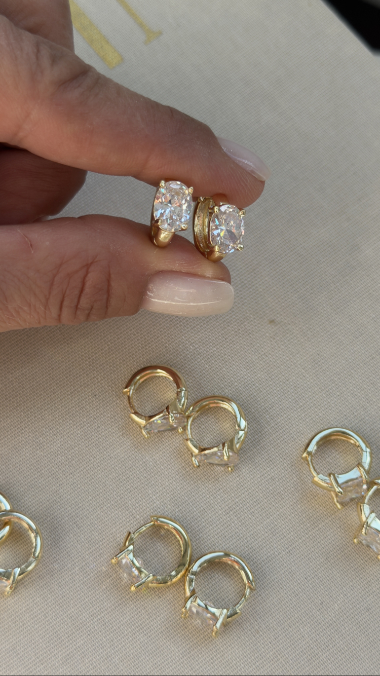 Kuyum model 14k Oval Taş küpe