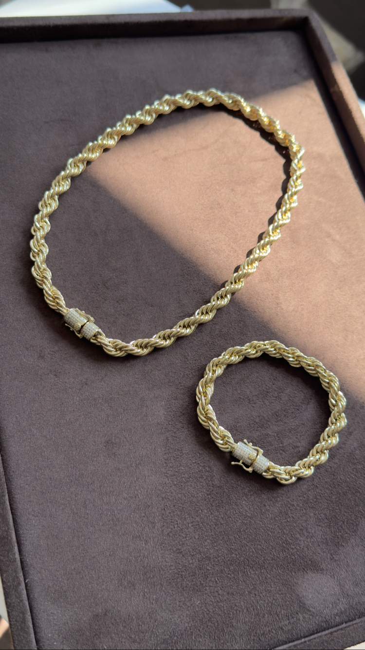 Özel Seri 14k Kalın Burgu Gurmet Kolye &Bileklik Set 