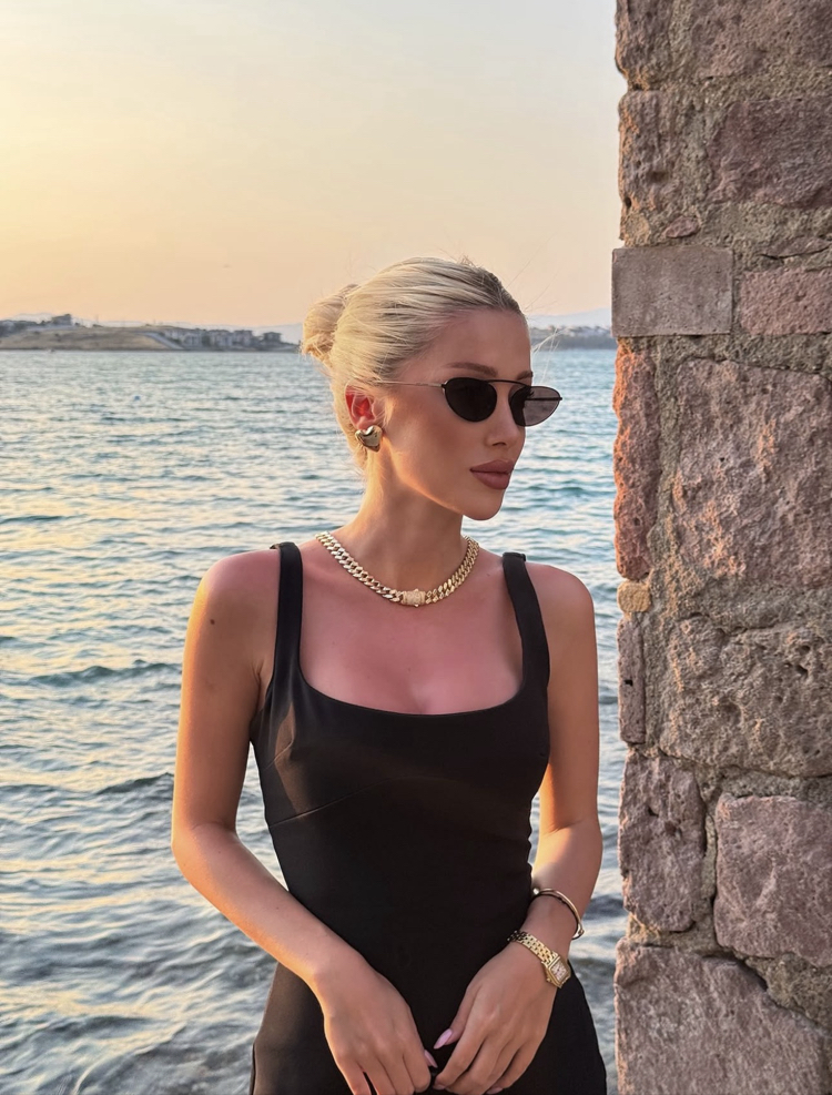 Özel Seri Köşeli Taşlı Kilit Gurmet Kolye & Bileklik Set 