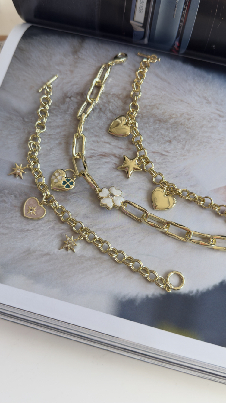 Kuyumcu Model 14k Kalp Yıldız Charm Bileklik 