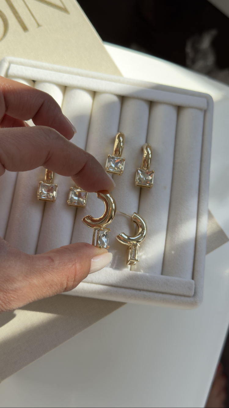 Özel Seri 14k Baget Taşlı Halka küpe