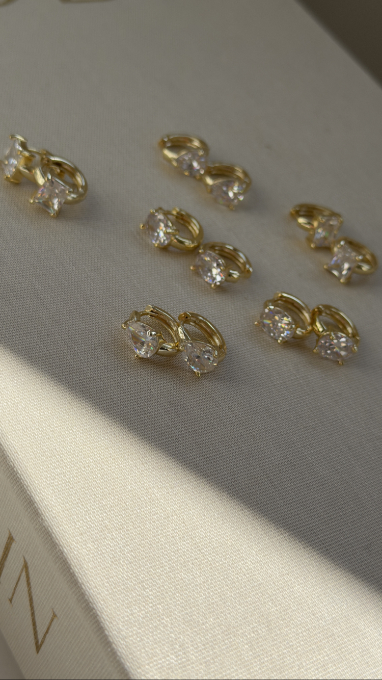 Kuyum model 14k Oval Taş küpe