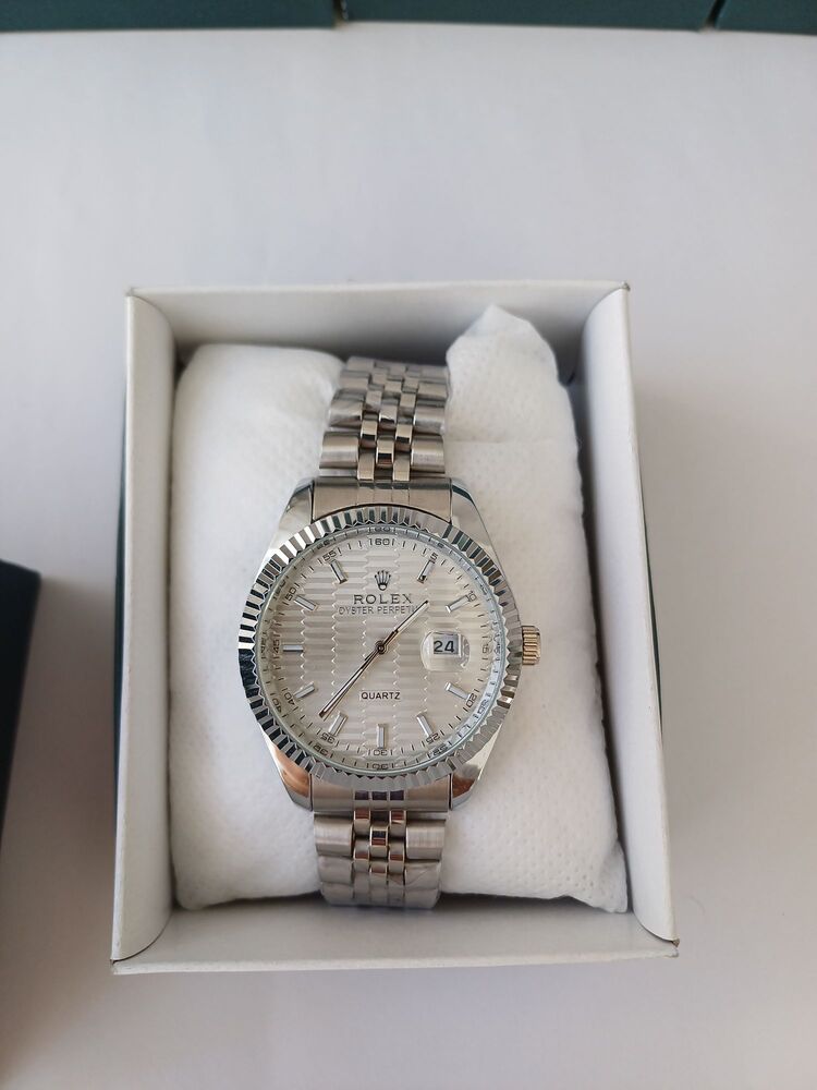 Gri beyaz kadran rolex saat Erkek saati